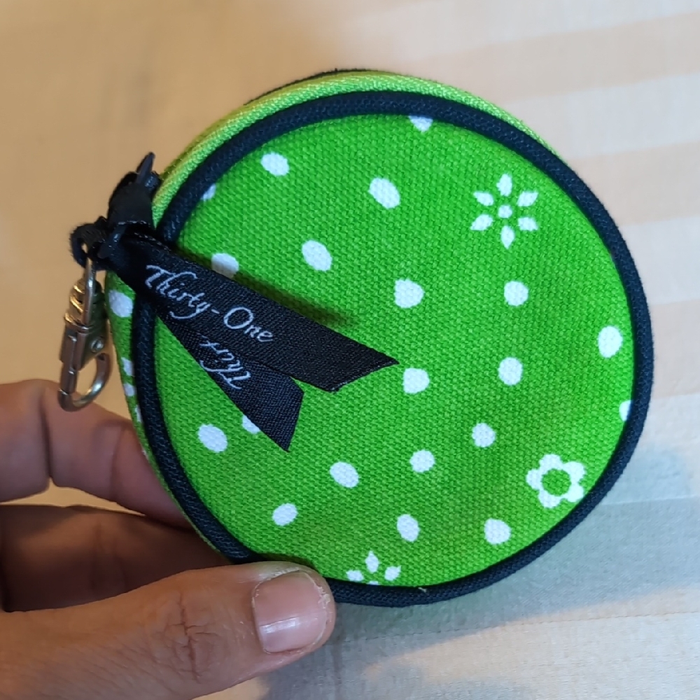 Thirty-One Green and White Polka Dot Bag